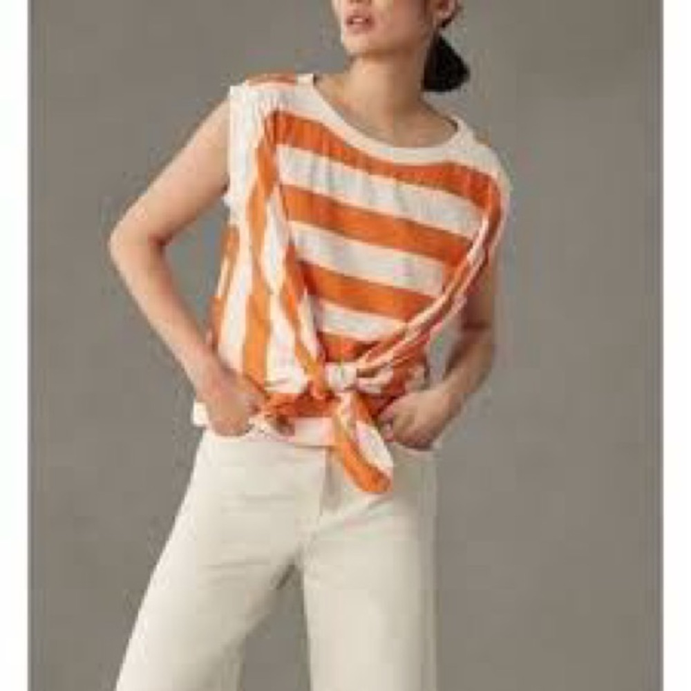 Anthropologie Maeve Tie Front Wrap Tee- Small